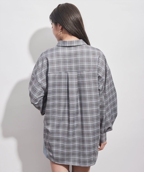 REDYAZEL（レディアゼル）の「リングドットボタンボリュームスリーブシャツ（シャツ/ブラウス・レディース・ライトグレー/オフホワイト/ブラック・FREE）」の10枚目の写真