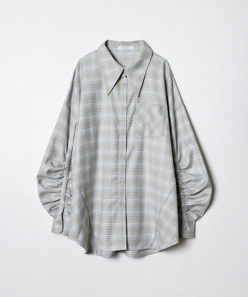 REDYAZEL（レディアゼル）の「リングドットボタンボリュームスリーブシャツ（シャツ/ブラウス・レディース・ライトグレー/オフホワイト/ブラック・FREE）」の13枚目の写真