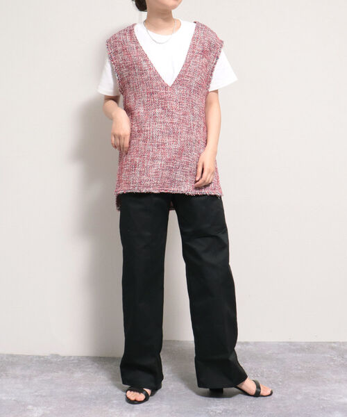 UNIVERSAL OVERALL（ユニバーサルオーバーオール）の「【UNIVERSAL OVERALL/ユニバーサルオーバーオール】WIDE PANTS（その他パンツ・レディース・ベージュ/ブラック・MEDIUM/SMALL）」の5枚目の写真