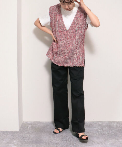 UNIVERSAL OVERALL（ユニバーサルオーバーオール）の「【UNIVERSAL OVERALL/ユニバーサルオーバーオール】WIDE PANTS（その他パンツ・レディース・ベージュ/ブラック・MEDIUM/SMALL）」の8枚目の写真