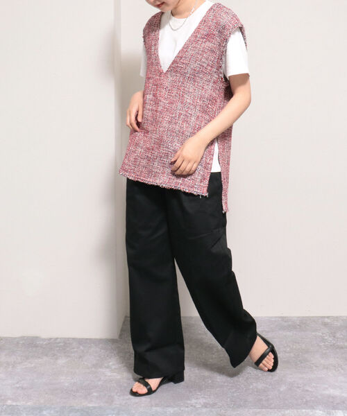 UNIVERSAL OVERALL（ユニバーサルオーバーオール）の「【UNIVERSAL OVERALL/ユニバーサルオーバーオール】WIDE PANTS（その他パンツ・レディース・ベージュ/ブラック・MEDIUM/SMALL）」の3枚目の写真