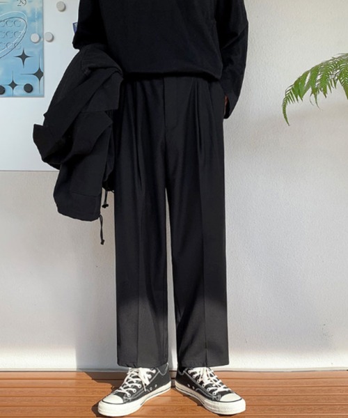MGV(エムジーヴィー)の「ダブルタックシンプルスラックス(スラックス・メンズ・グレー/ブラック/ホワイト・MEDIUM/LARGE/X-LARGE)」の2枚目の写真