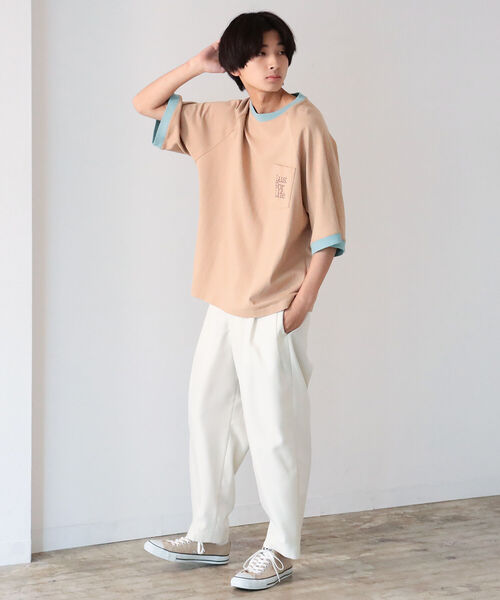 BeAMS DOT(ビームスドット)の「【WEB限定】BeAMS DOT / リンガー ポケット Tシャツ(Tシャツ/カットソー・メンズ・ベージュ/グリーン・MEDIUM/LARGE)」の9枚目の写真