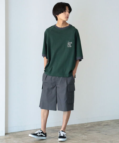 BeAMS DOT(ビームスドット)の「【WEB限定】BeAMS DOT / リンガー ポケット Tシャツ(Tシャツ/カットソー・メンズ・ベージュ/グリーン・MEDIUM/LARGE)」の16枚目の写真