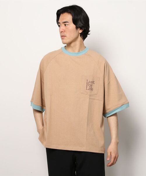 BeAMS DOT(ビームスドット)の「【WEB限定】BeAMS DOT / リンガー ポケット Tシャツ(Tシャツ/カットソー・メンズ・ベージュ/グリーン・MEDIUM/LARGE)」の6枚目の写真