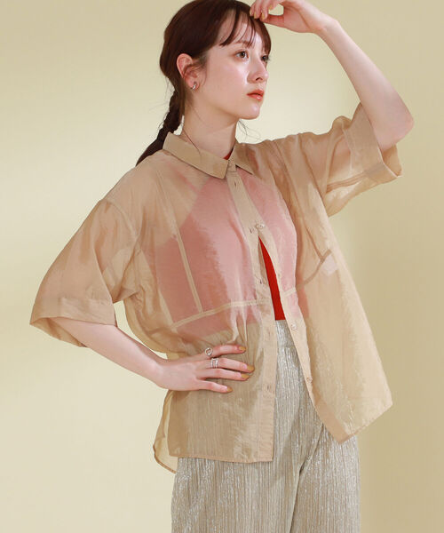 Ray BEAMS（レイビームス）の「Ray BEAMS / オーガンジー レギュラーカラー シャツ（シャツ/ブラウス・レディース・ブラック/ベージュ・ONE SIZE）」の21枚目の写真