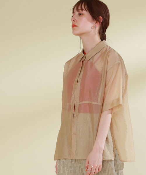 Ray BEAMS（レイビームス）の「Ray BEAMS / オーガンジー レギュラーカラー シャツ（シャツ/ブラウス・レディース・ブラック/ベージュ・ONE SIZE）」の13枚目の写真