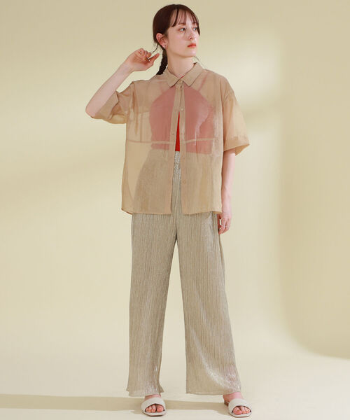 Ray BEAMS（レイビームス）の「Ray BEAMS / オーガンジー レギュラーカラー シャツ（シャツ/ブラウス・レディース・ブラック/ベージュ・ONE SIZE）」の7枚目の写真