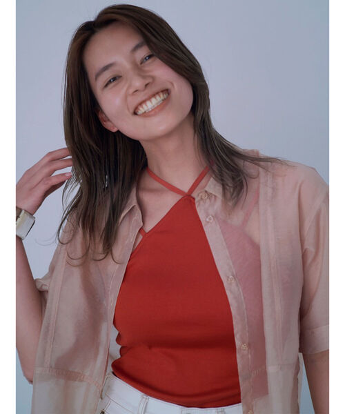 Ray BEAMS（レイビームス）の「Ray BEAMS / オーガンジー レギュラーカラー シャツ（シャツ/ブラウス・レディース・ブラック/ベージュ・ONE SIZE）」の4枚目の写真