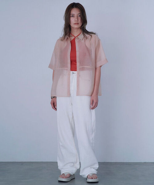 Ray BEAMS（レイビームス）の「Ray BEAMS / オーガンジー レギュラーカラー シャツ（シャツ/ブラウス・レディース・ブラック/ベージュ・ONE SIZE）」の10枚目の写真