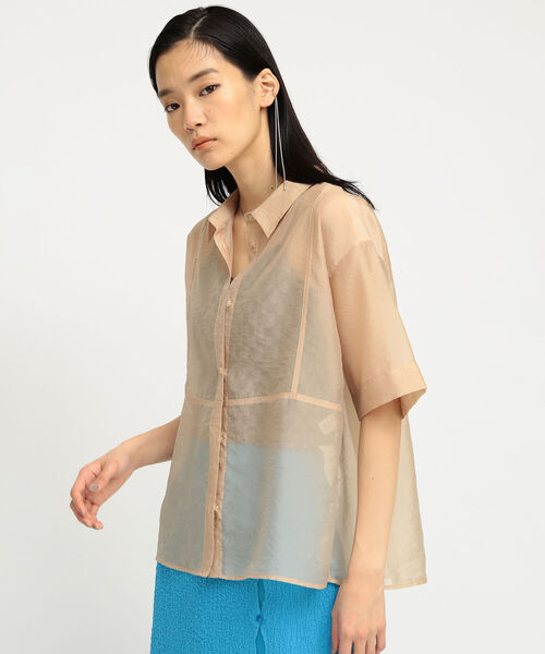 Ray BEAMS（レイビームス）の「Ray BEAMS / オーガンジー レギュラーカラー シャツ（シャツ/ブラウス・レディース・ブラック/ベージュ・ONE SIZE）」の8枚目の写真