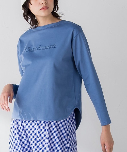 MAYSON GREY（メイソングレイ）の「【socolla】ステッチロゴヘルシープルオーバー≪洗濯機で洗える≫（Tシャツ/カットソー・レディース・ブラック/オフホワイト/ブルー・M）」の3枚目の写真