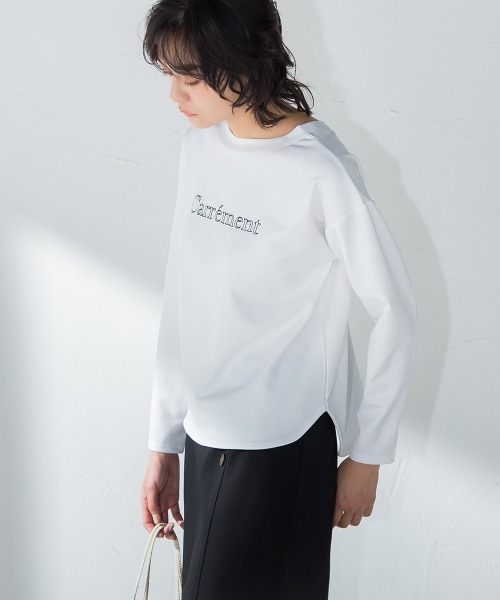 MAYSON GREY（メイソングレイ）の「【socolla】ステッチロゴヘルシープルオーバー≪洗濯機で洗える≫（Tシャツ/カットソー・レディース・ブラック/オフホワイト/ブルー・M）」の6枚目の写真