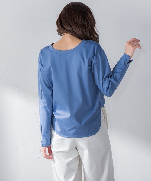 MAYSON GREY（メイソングレイ）の「【socolla】ステッチロゴヘルシープルオーバー≪洗濯機で洗える≫（Tシャツ/カットソー・レディース・ブラック/オフホワイト/ブルー・M）」の7枚目の写真