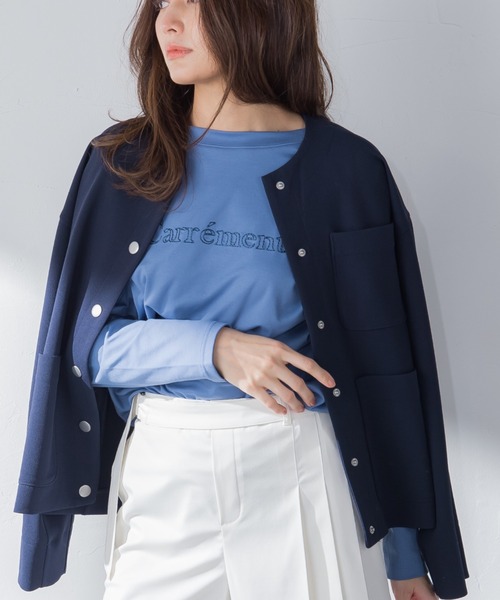 MAYSON GREY（メイソングレイ）の「【socolla】ステッチロゴヘルシープルオーバー≪洗濯機で洗える≫（Tシャツ/カットソー・レディース・ブラック/オフホワイト/ブルー・M）」の13枚目の写真