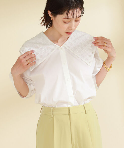 タグ付き未使用　Ray BEAMS 配色 ステッチ シアー シャツ Ray BEAMS（レイビームス）の「Ray BEAMS / 配色ステッチ シアー