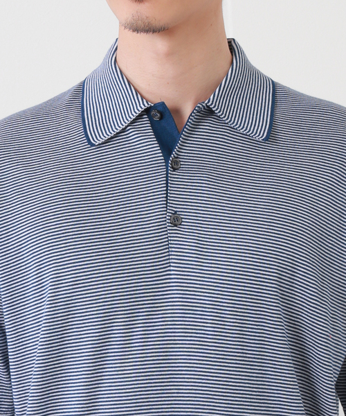 【極美品】JOHN SMEDLEY マイクロボーダー ポロシャツ KYSON M BEAMS F（ビームスF）JOHN SMEDLEY / KYSON 30ゲージ ミニ