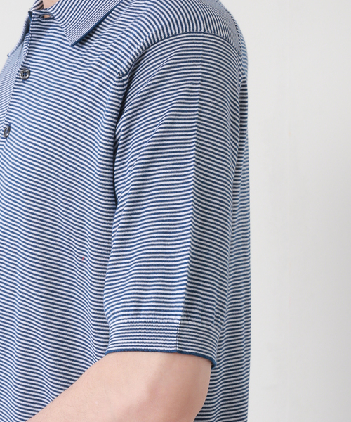 【極美品】JOHN SMEDLEY マイクロボーダー ポロシャツ KYSON M BEAMS F（ビームスF）JOHN SMEDLEY / KYSON 30ゲージ ミニ