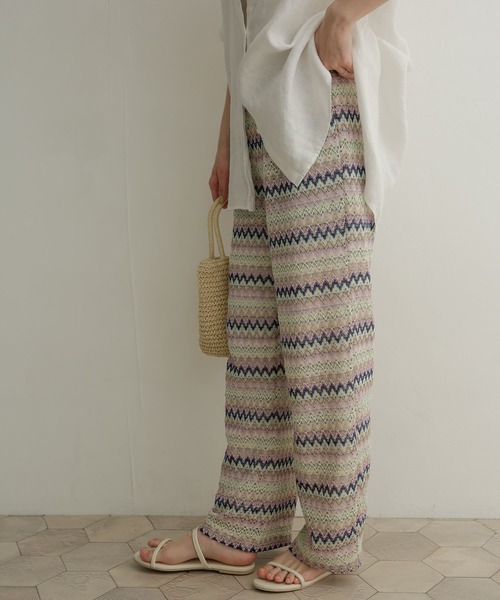 URBAN RESEARCH DOORS（アーバンリサーチドアーズ）の「ジャガードイージーパンツ（その他パンツ・レディース・ベージュ系その他/ブルー系その他/ピンク系その他・MEDIUM）」の14枚目の写真