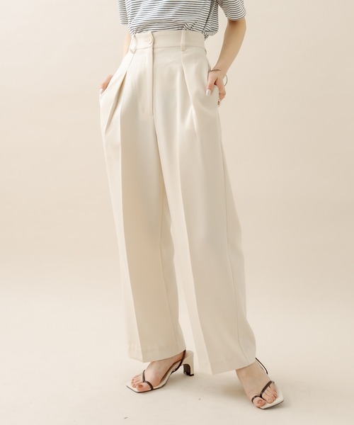 mline（エムライン）の「[mline] センタープレスパンツ（その他パンツ・レディース・ベージュ/ピンク/アイボリー/ブラック・1/2）」の2枚目の写真