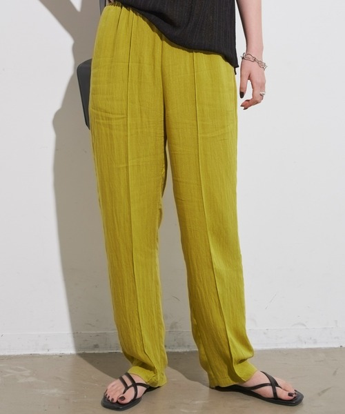 Aunt Marie's(アントマリーズ)の「リネンライクピンタックイージーパンツ(その他パンツ・レディース・ブラック/ブラウン/ピンク/ライム・FREE/S)」の4枚目の写真