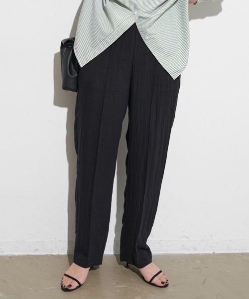 Aunt Marie's(アントマリーズ)の「リネンライクピンタックイージーパンツ(その他パンツ・レディース・ブラック/ブラウン/ピンク/ライム・FREE/S)」の2枚目の写真