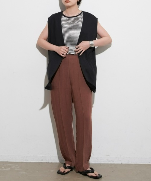 Aunt Marie's(アントマリーズ)の「リネンライクピンタックイージーパンツ(その他パンツ・レディース・ブラック/ブラウン/ピンク/ライム・FREE/S)」の14枚目の写真