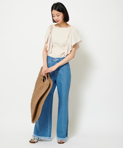 U by SPICK&SPAN（ユーバイスピックアンドスパン）の「ドッキングフリルトップス（Tシャツ/カットソー・レディース・グレー/ベージュ・FREE）」の6枚目の写真