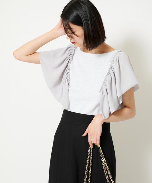 U by SPICK&SPAN（ユーバイスピックアンドスパン）の「ドッキングフリルトップス（Tシャツ/カットソー・レディース・グレー/ベージュ・FREE）」の19枚目の写真