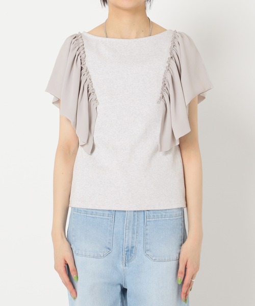 U by SPICK&SPAN（ユーバイスピックアンドスパン）の「ドッキングフリルトップス（Tシャツ/カットソー・レディース・グレー/ベージュ・FREE）」の9枚目の写真