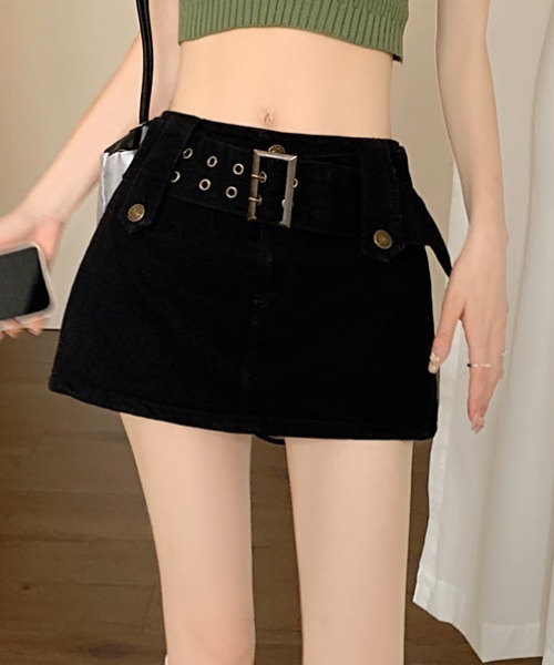 MANGROVE（マングローブ）の「ワイドベルトミニデニムスカート（デニムスカート・レディース・ブルー/ブラック・MEDIUM/LARGE）」の7枚目の写真