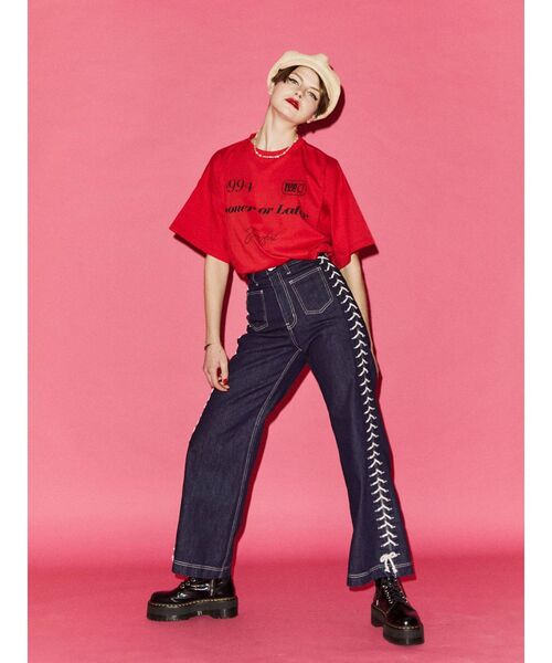 jouetie(ジュエティ)の「フロントポケットレースアップデニム(デニムパンツ・レディース・ブルー/ライトブルー/ブラック・MEDIUM/SMALL)」の4枚目の写真