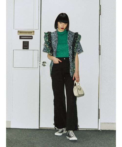 jouetie(ジュエティ)の「フロントポケットレースアップデニム(デニムパンツ・レディース・ブルー/ライトブルー/ブラック・MEDIUM/SMALL)」の6枚目の写真