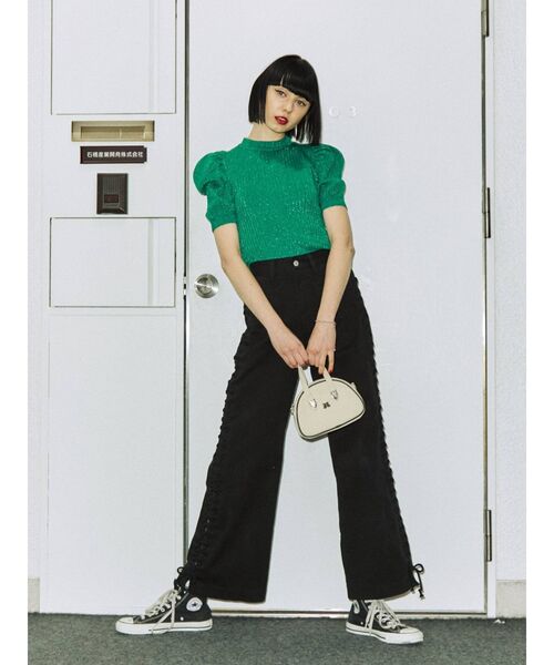 jouetie(ジュエティ)の「フロントポケットレースアップデニム(デニムパンツ・レディース・ブルー/ライトブルー/ブラック・MEDIUM/SMALL)」の7枚目の写真