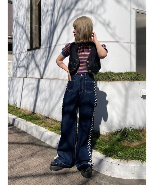 jouetie(ジュエティ)の「フロントポケットレースアップデニム(デニムパンツ・レディース・ブルー/ライトブルー/ブラック・MEDIUM/SMALL)」の18枚目の写真