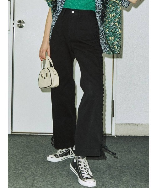 jouetie(ジュエティ)の「フロントポケットレースアップデニム(デニムパンツ・レディース・ブルー/ライトブルー/ブラック・MEDIUM/SMALL)」の1枚目の写真