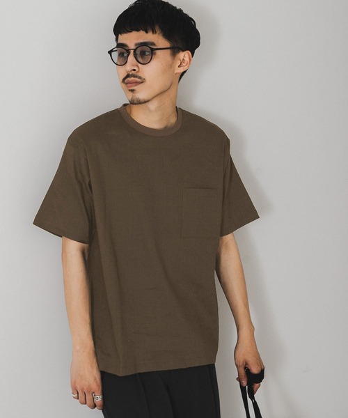 URBAN RESEARCH DOORS（アーバンリサーチドアーズ）の「ストレッチリネンクルーネックTシャツ（シャツ/ブラウス・メンズ・グレー/ブルー/ブラウン/ブラック/オレンジ・MEDIUM/LARGE）」の4枚目の写真