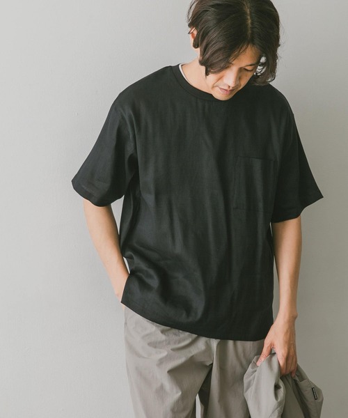 URBAN RESEARCH DOORS（アーバンリサーチドアーズ）の「ストレッチリネンクルーネックTシャツ（シャツ/ブラウス・メンズ・グレー/ブルー/ブラウン/ブラック/オレンジ・MEDIUM/LARGE）」の2枚目の写真