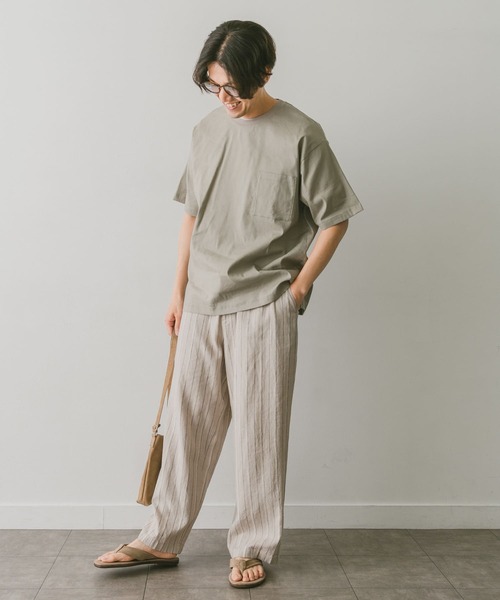 URBAN RESEARCH DOORS（アーバンリサーチドアーズ）の「ストレッチリネンクルーネックTシャツ（シャツ/ブラウス・メンズ・グレー/ブルー/ブラウン/ブラック/オレンジ・MEDIUM/LARGE）」の6枚目の写真