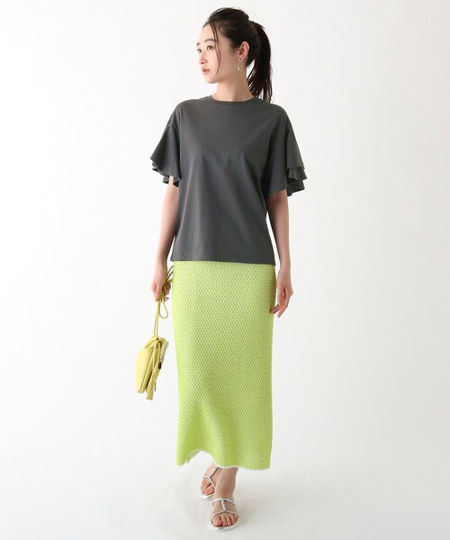 OPAQUE.CLIP（オペークドットクリップ）の「◆【C】コットンダブルフリルスリーブカットソー【WEB限定サイズ】（Tシャツ/カットソー・レディース・チャコールグレー/ライトブルー/ブラック/ベビーピンク/ホワイト系・40/38/36/34）」の6枚目の写真