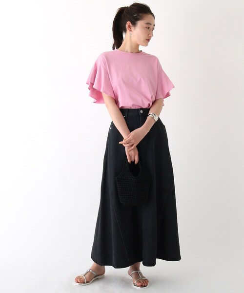 OPAQUE.CLIP（オペークドットクリップ）の「◆【C】コットンダブルフリルスリーブカットソー【WEB限定サイズ】（Tシャツ/カットソー・レディース・チャコールグレー/ライトブルー/ブラック/ベビーピンク/ホワイト系・40/38/36/34）」の7枚目の写真