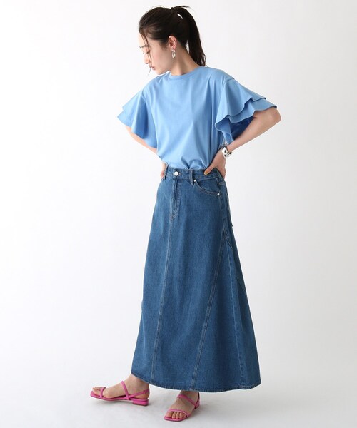 OPAQUE.CLIP（オペークドットクリップ）の「◆【C】コットンダブルフリルスリーブカットソー【WEB限定サイズ】（Tシャツ/カットソー・レディース・チャコールグレー/ライトブルー/ブラック/ベビーピンク/ホワイト系・40/38/36/34）」の14枚目の写真