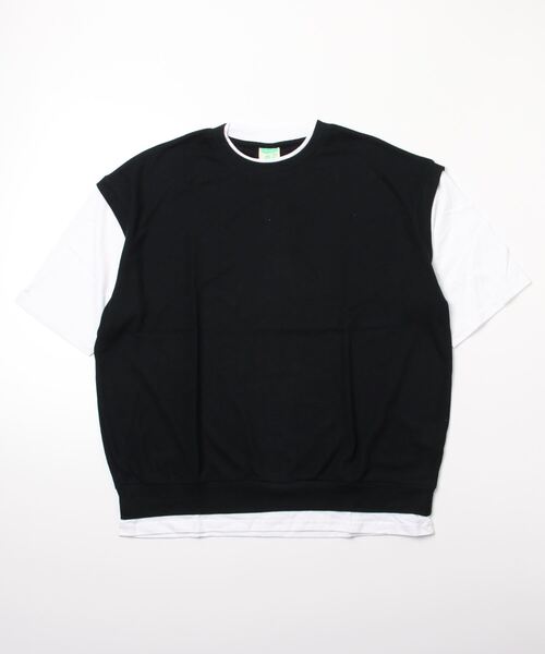 ARCADE(アーケード)の「フェイクレイヤード 重ね着風 半袖 Tシャツ / 吸水速乾ドライ素材(Tシャツ/カットソー・メンズ・グレー/ブラック/ネイビー・M/L)」の10枚目の写真