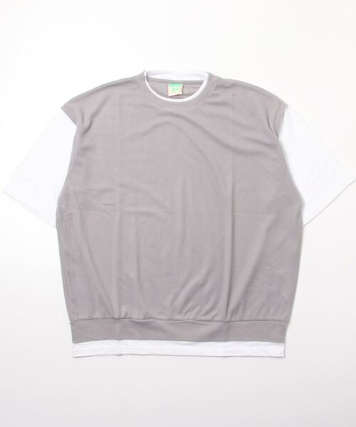 ARCADE(アーケード)の「フェイクレイヤード 重ね着風 半袖 Tシャツ / 吸水速乾ドライ素材(Tシャツ/カットソー・メンズ・グレー/ブラック/ネイビー・M/L)」の11枚目の写真