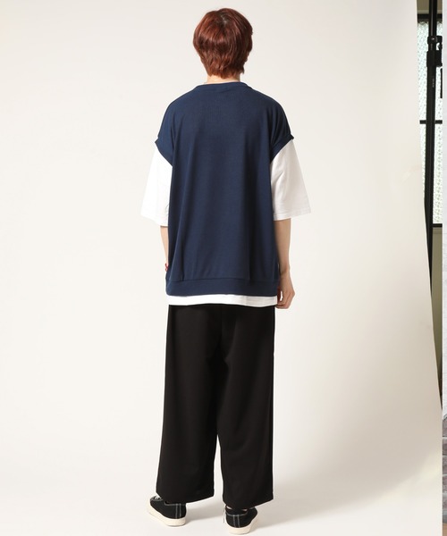 ARCADE(アーケード)の「フェイクレイヤード 重ね着風 半袖 Tシャツ / 吸水速乾ドライ素材(Tシャツ/カットソー・メンズ・グレー/ブラック/ネイビー・M/L)」の6枚目の写真