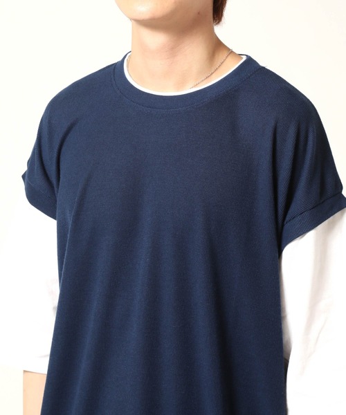 ARCADE(アーケード)の「フェイクレイヤード 重ね着風 半袖 Tシャツ / 吸水速乾ドライ素材(Tシャツ/カットソー・メンズ・グレー/ブラック/ネイビー・M/L)」の7枚目の写真