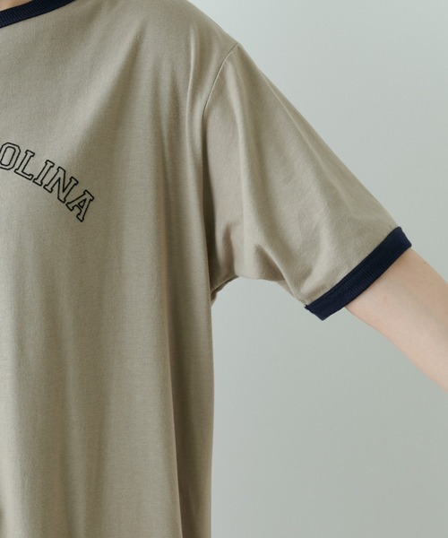 PUAL CE CIN（ピュアルセシン）の「リンガー カレッジロゴ カットソーワンピース（ワンピース・レディース・ネイビー/ナチュラル/グレイッシュベージュ・FREE）」の19枚目の写真