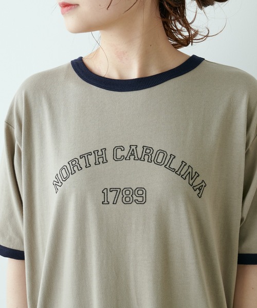 PUAL CE CIN（ピュアルセシン）の「リンガー カレッジロゴ カットソーワンピース（ワンピース・レディース・ネイビー/ナチュラル/グレイッシュベージュ・FREE）」の17枚目の写真