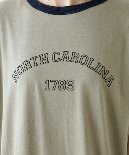 PUAL CE CIN（ピュアルセシン）の「リンガー カレッジロゴ カットソーワンピース（ワンピース・レディース・ネイビー/ナチュラル/グレイッシュベージュ・FREE）」の18枚目の写真