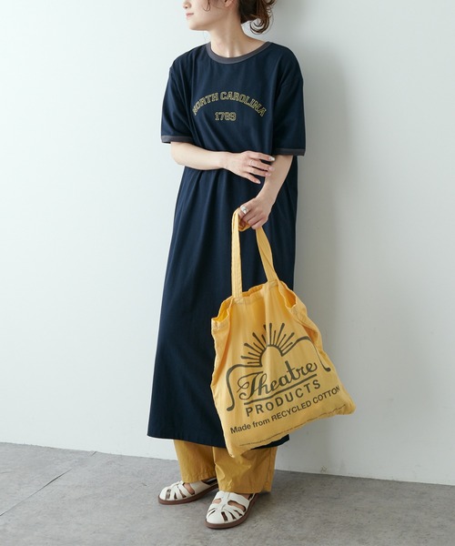 PUAL CE CIN（ピュアルセシン）の「リンガー カレッジロゴ カットソーワンピース（ワンピース・レディース・ネイビー/ナチュラル/グレイッシュベージュ・FREE）」の11枚目の写真